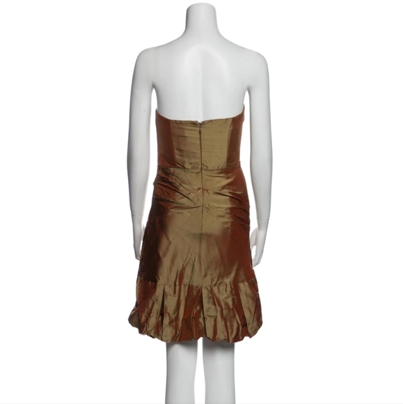 NEW NICOLE MILLER SILK IRIDESCENT GOLD/GREEN COCKTAIL DRESS SZ 0 - Picture 2 of 11